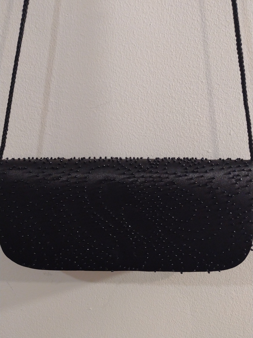 Black Beaded Evening Clutch Shoulder Bag